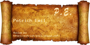 Petrich Emil névjegykártya